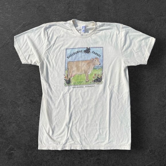 Mens T-Shirt Shelburn Farms vintage style graphic T Size Large - Picture 1 of 6